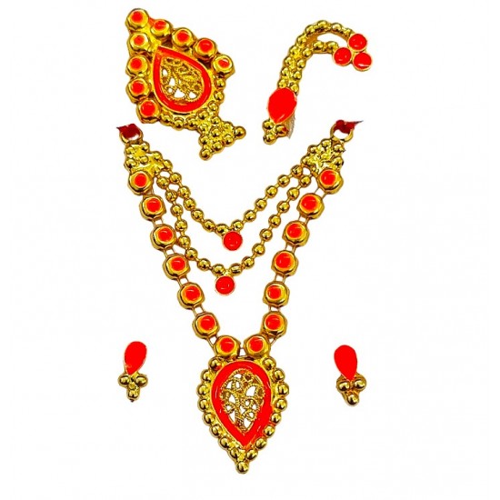 Golden meenakari mala set - orange